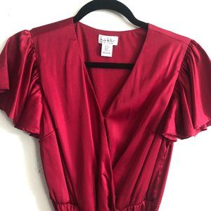Nicole Miller Satin Ruby Red Dress XS